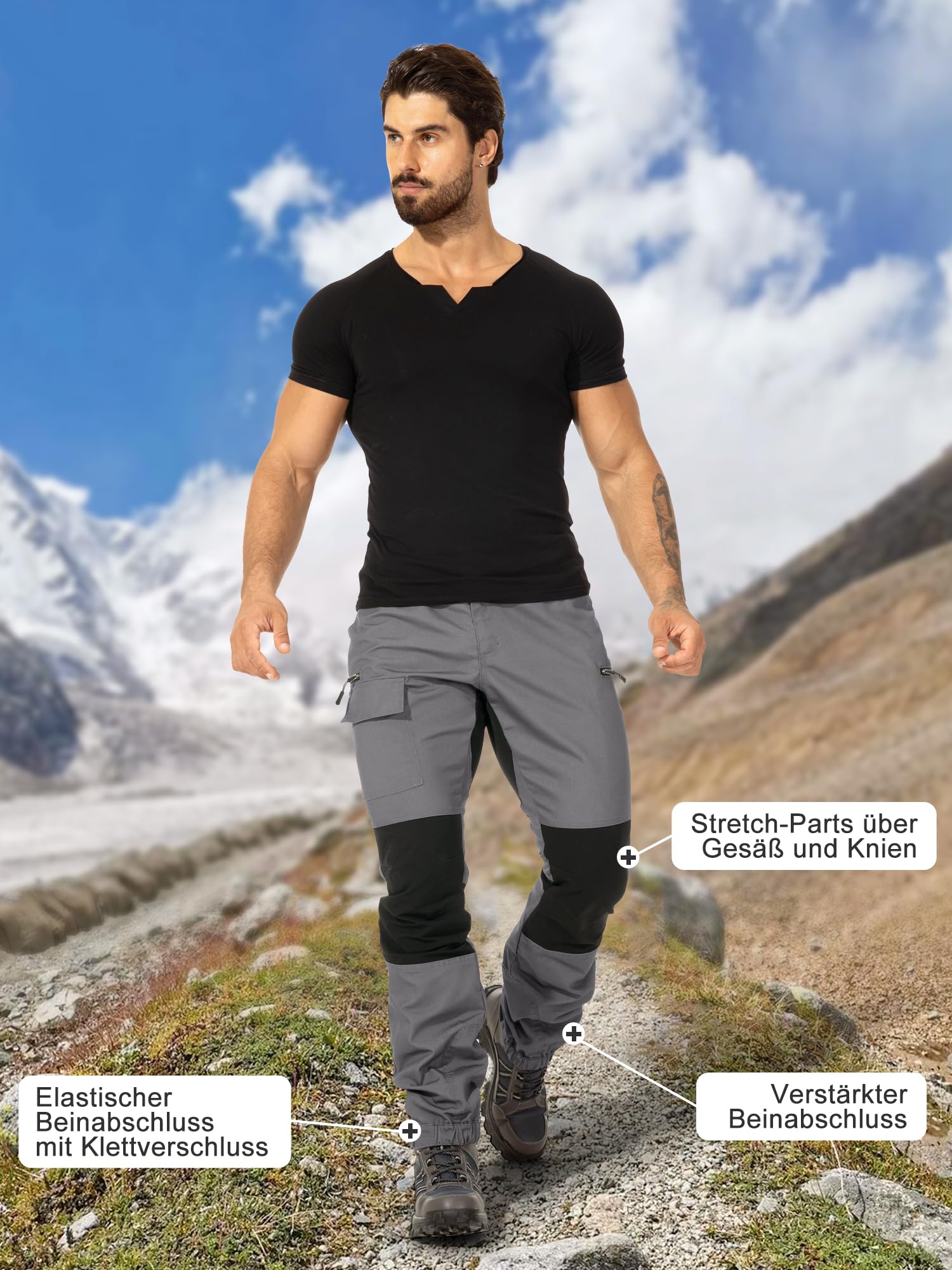 yeyity Pantalones de senderismo para hombre, pantalones de exterior, resistentes, transpirables, duraderos, tácticos, pantalones de trabajo, para actividades al aire libre y trabajo al aire libre