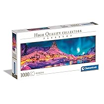 Clementoni – 39747 Collection Panorama Puzzle – Colorful Night Over Lofoten Islands – 1000 Pezzi – Puzzle Adulti, Puzzle Panoramico, Made In Italy