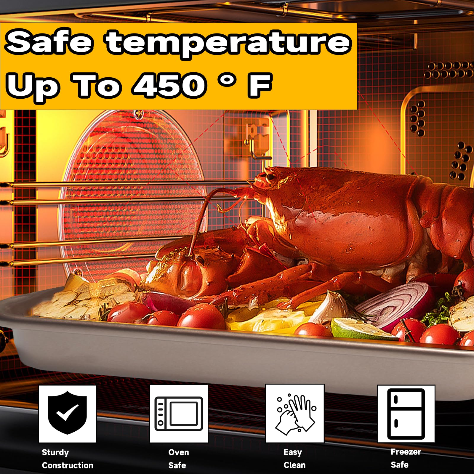 Juego de 3 moldes rectangulares para tartas, antiadherentes de carbono para horno, bandeja de horno dorada, bandeja de horno para brownie, pan, cacerola