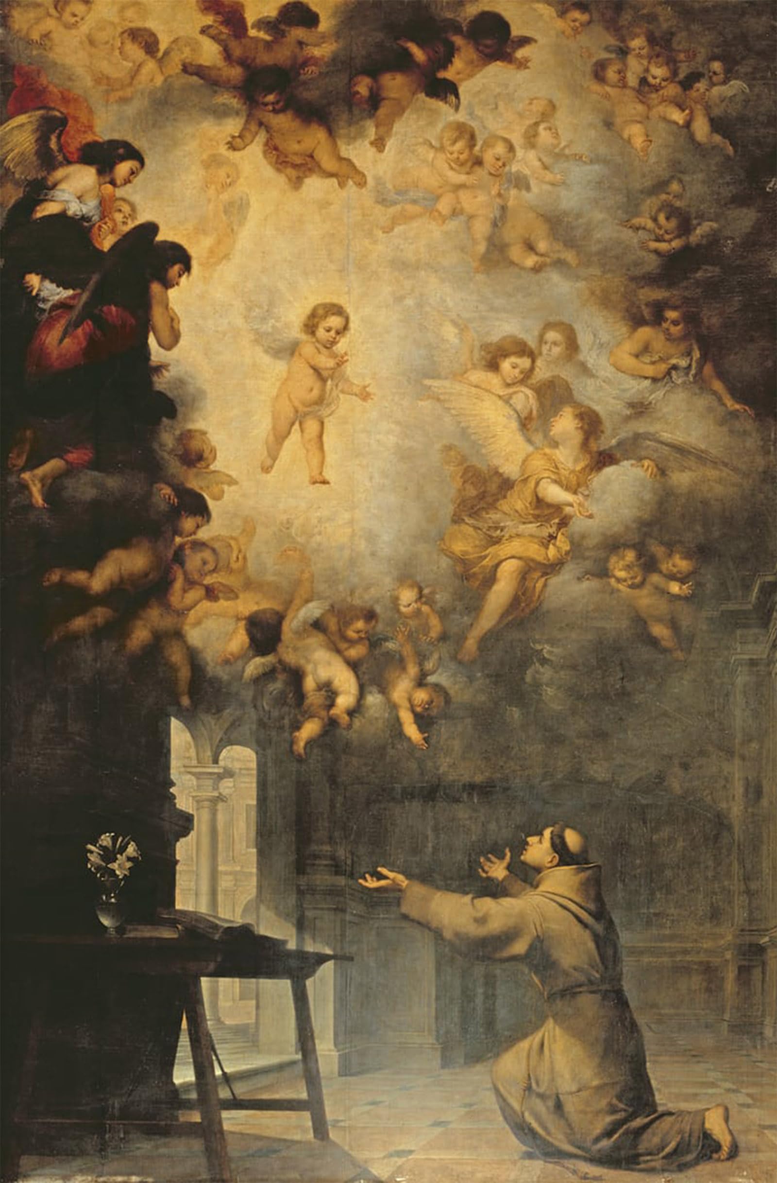 ARTXLXXBN Famous Painting Art Wall Decor Abstract Art Picture Vision of St Anthony of Padua by Bartolomé Esteban Murillo Animal Pictures for Home Decor 60x90cm