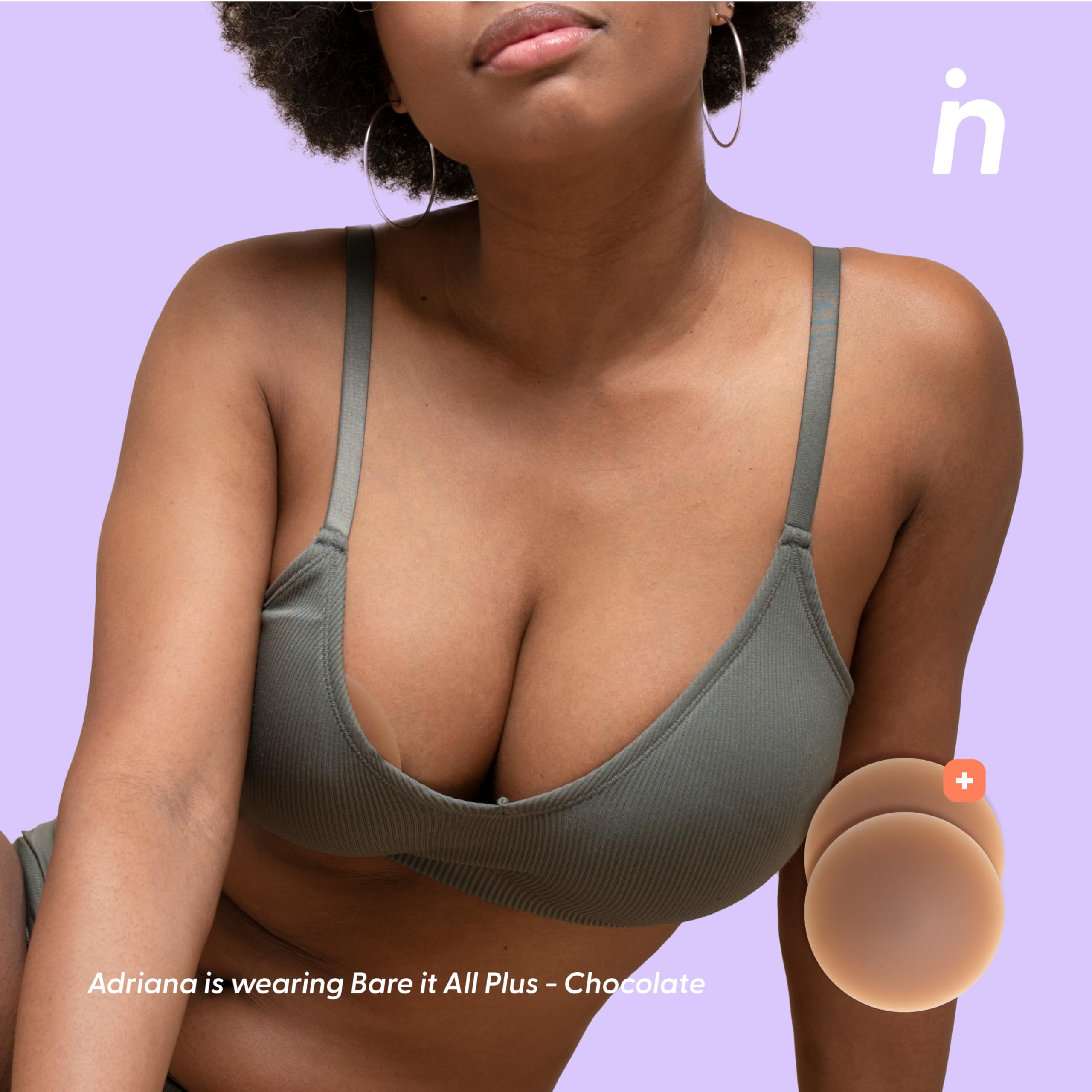 NIPSKIN Cubierta adhesiva para pezones Chocolate Plus, Chocolate, Cup Size C-D++ (Plus)