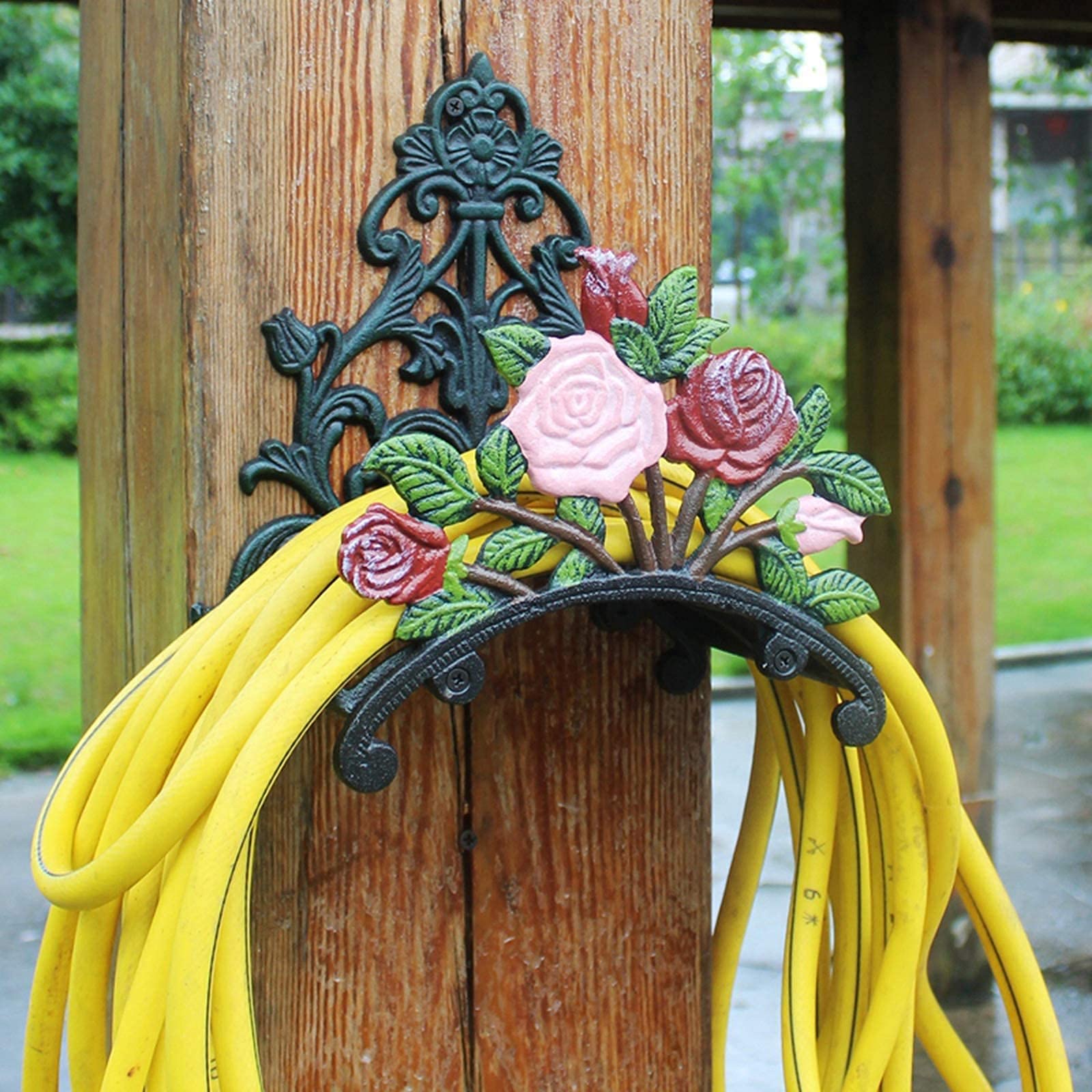 Tenedor de Manguera de Hierro Fundido de Servicio Pesado, jardín y Patio pollas Decorativas de Pared Manguito montado en la Pared Tubería de Agua de Butler Sostiene, Perchero, Percha, Decoraciones de