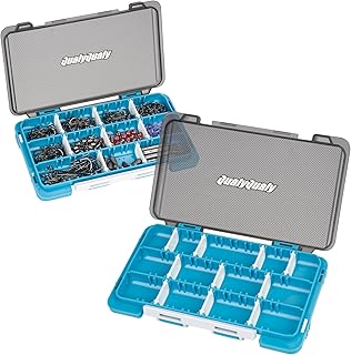 QualyQualy Fishing Tackle Box, Small Tackle Box Organizer with Removeable Diveders, 2 in 1 Small Fishing Tackle Box Organizer, Plastic Storage Box, Blue, 2 Pack