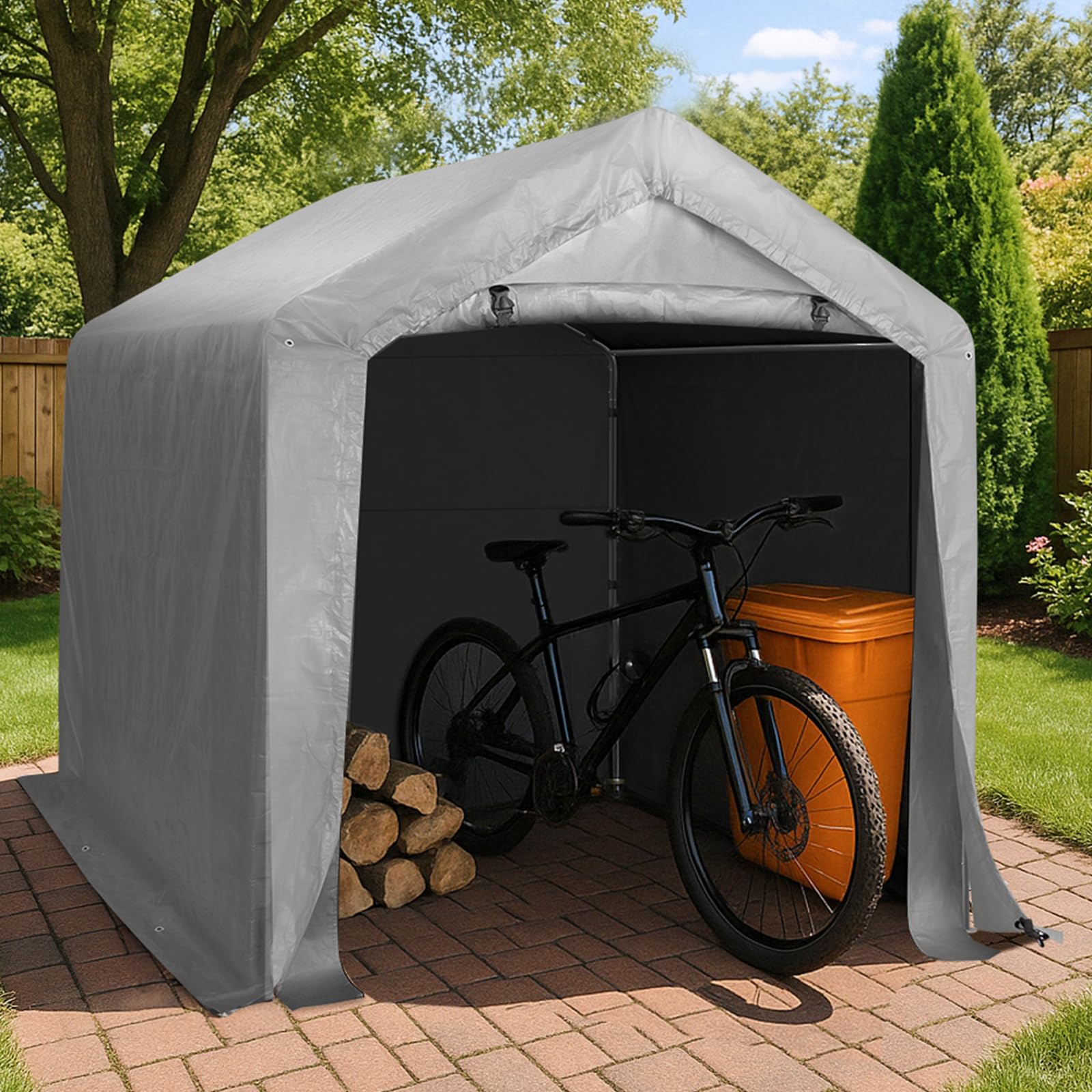 Bonnlo Carport Garagenzelt, Winterfest Aufblasbar Lagerzelt Gerätehaus mit Stabiler Stahlrohrkonstruktion, Autozelt, Dunkelgrau (180x180cm)