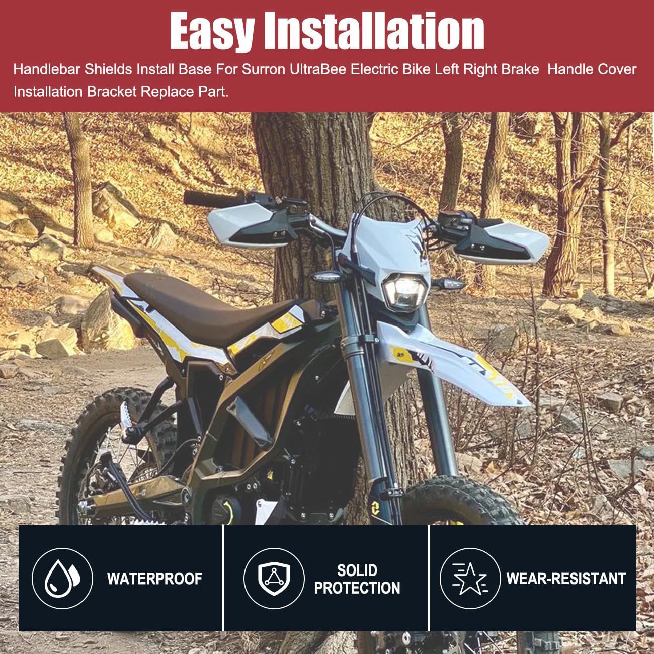Handlebar Shields Install Base Bracket Dirt Bike Hand Guard Motocross Hand Bar Protect Cover Durable Guards for Sur Ron Ultra Bee