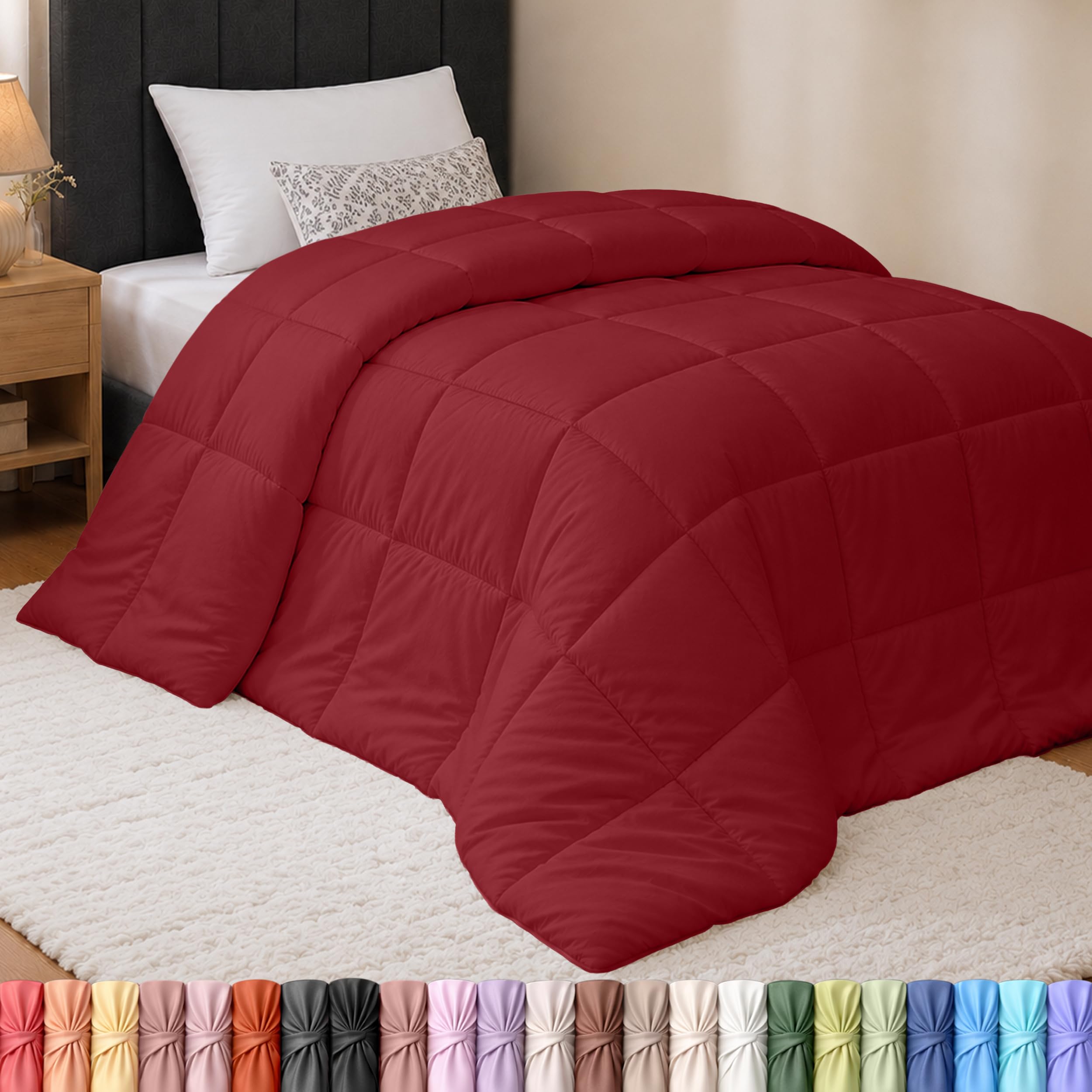 Utopia Bedding Twin Comforter, Duvet Insert, Red, 64 x 88 Inches