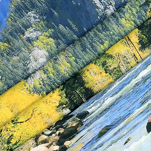 Miniatura 4 de YISURE Tapiz de bosque de montaña natural paisaje escénico de cascada paisaje de pino verde tapiz para colgar en la pared para la oficina en casa