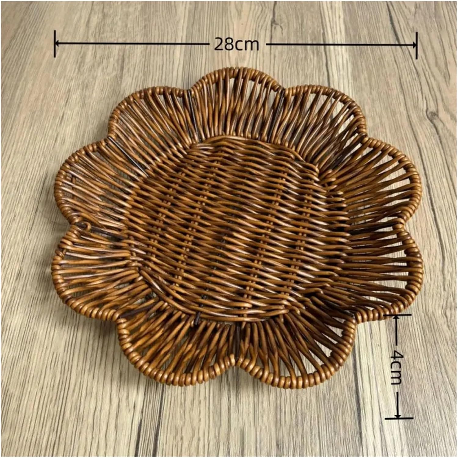 5pcs Hand-Woven Breakfast Bread Tray Food Plate Serving Display Basket Rattan Storage Tray Fruit Vegetable Cake Wicker Basket