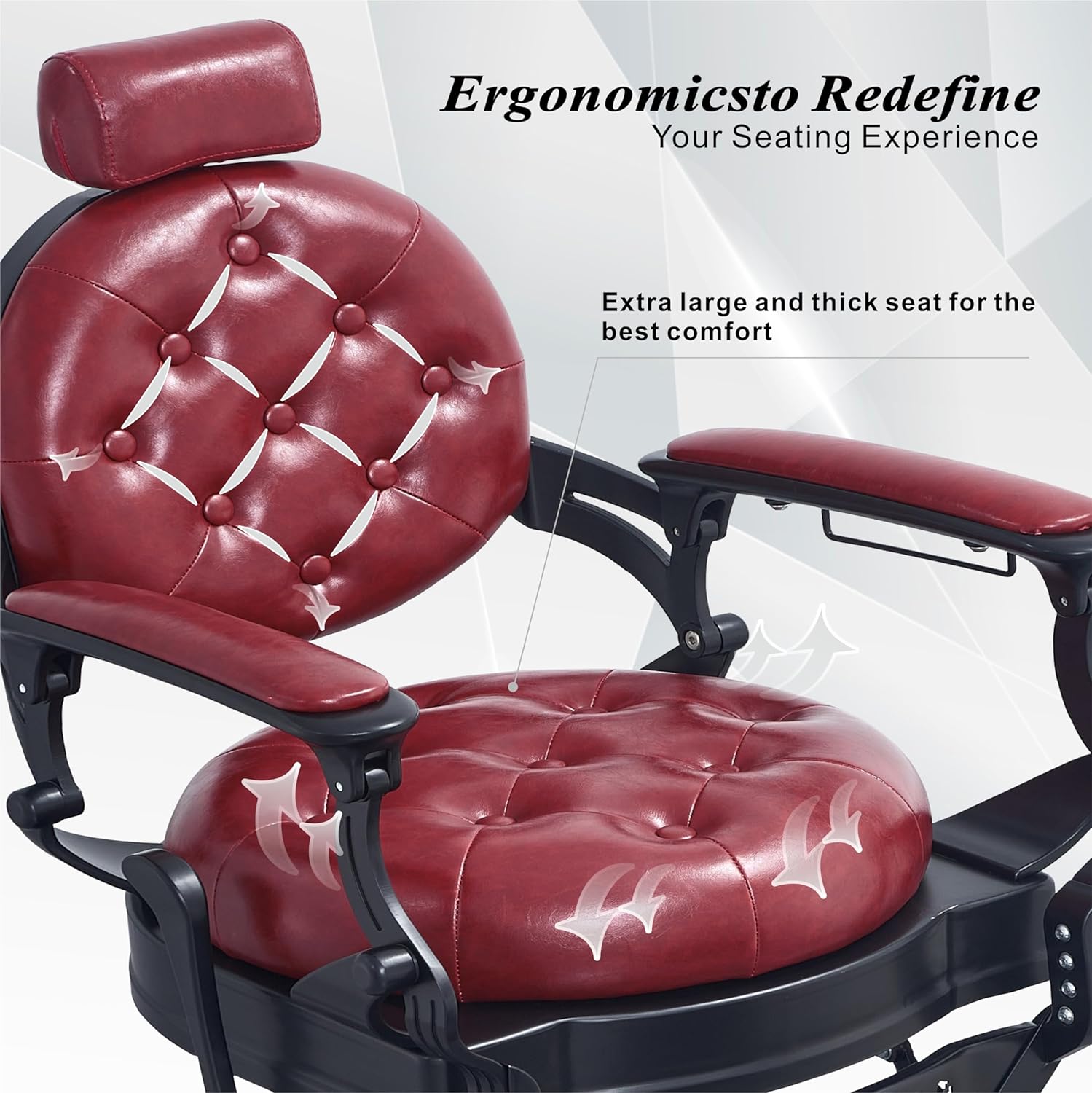 Vintage Reclining Salon Chair for Hair Stylist, Classic Heavy Duty Barber Chair for Salon & Tattoo