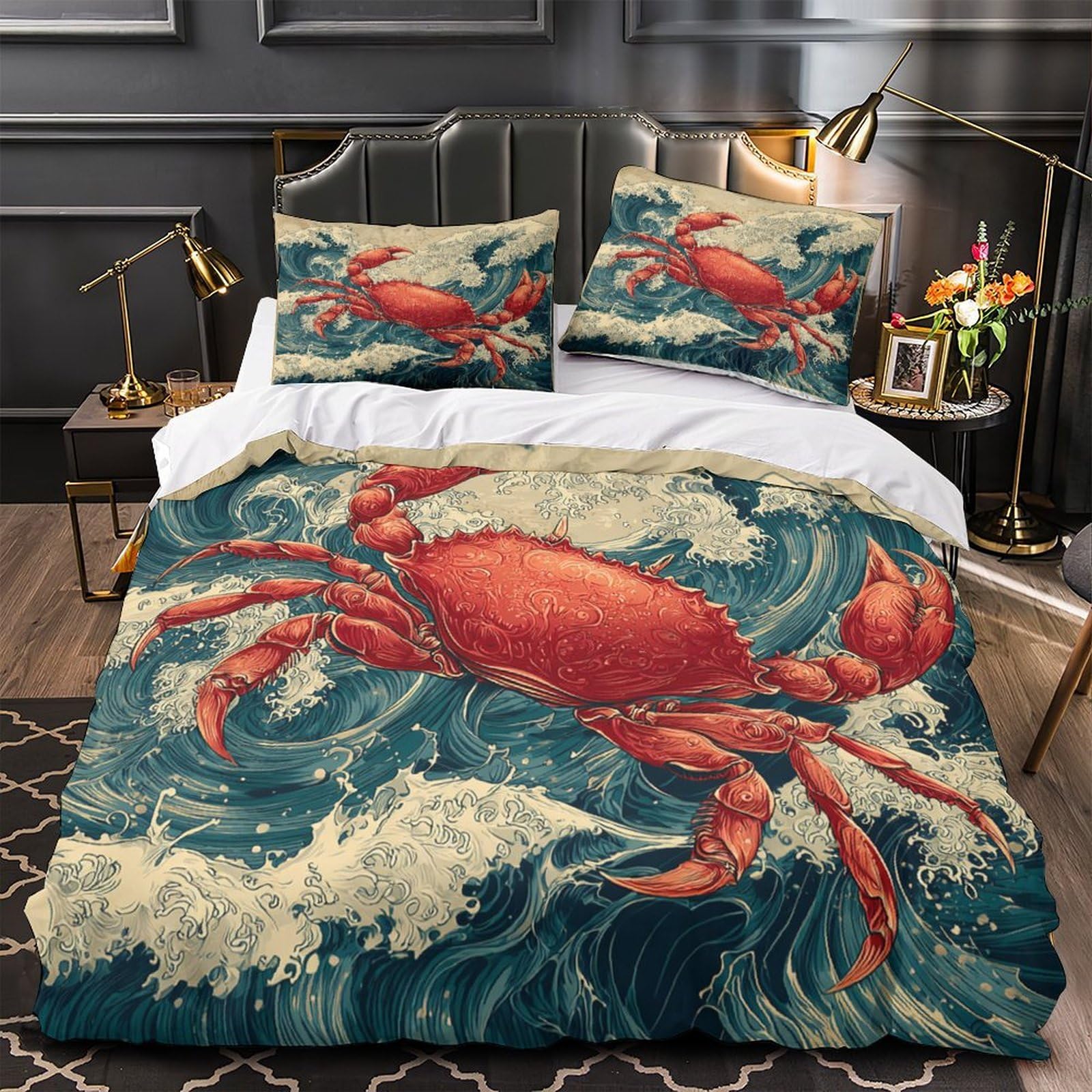 Housse de couette 3D hypoallergique et respirante en microfibre douce pour lit Super King 260x220
