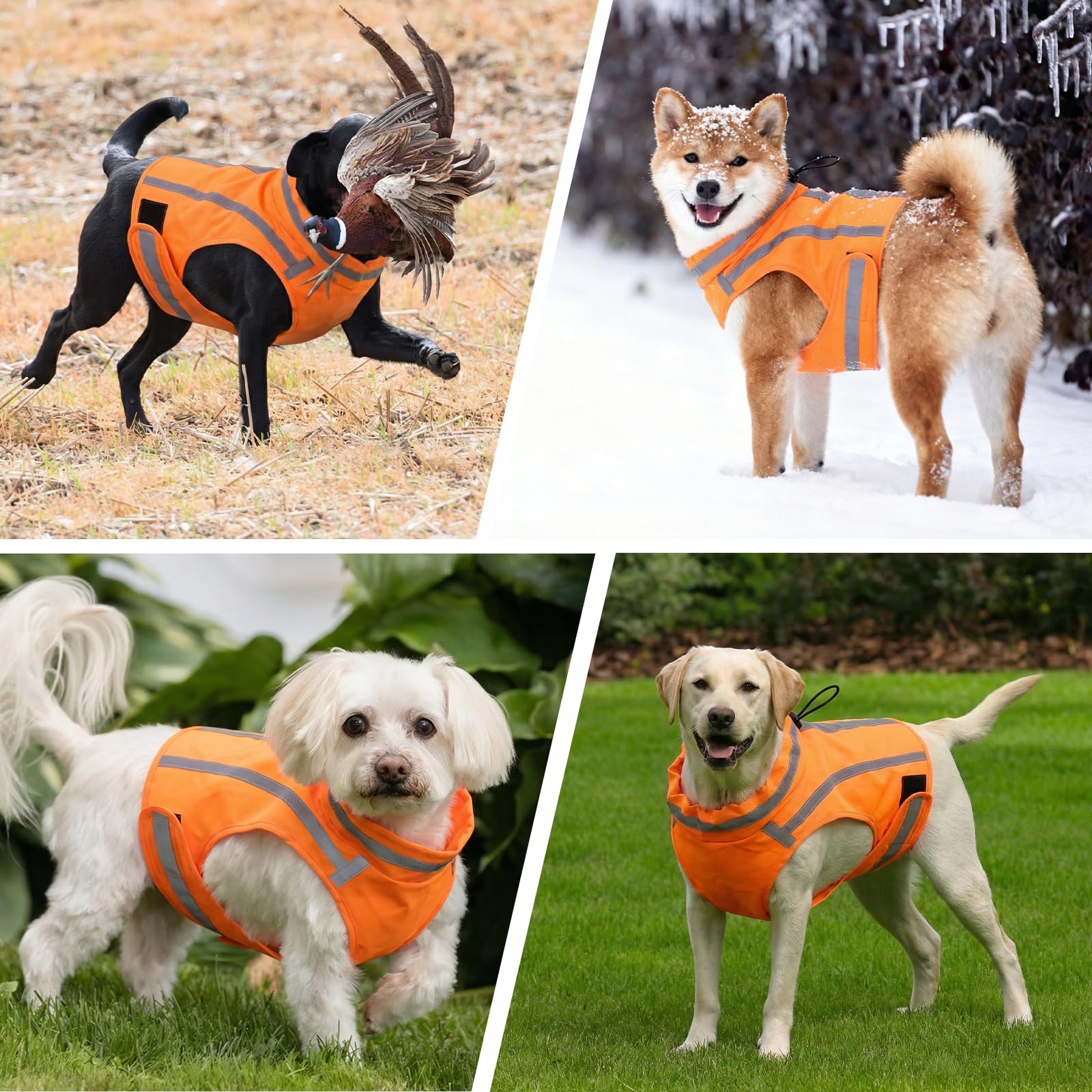 KONVINIT Hunde Warnweste Hund Sicherheitsweste mit Reflektierenden Hundeweste Sicherheitsweste für Hunde zur Jagd Reflektorweste Hund für mehr Sicherheit mit Klettverschluss, Neon-Gelb，M