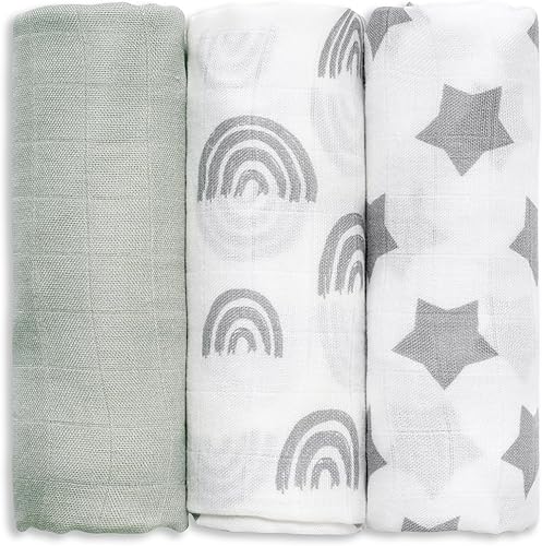 Miniatura 23 de GLLQUEN BABY Manta de Recepción para Bebé, Manta de Muselina de Algodón para Niño y Niña, Mantas para Envolver Recién Nacidos Cuadrados,