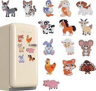 Animal Diamond Art Magnets Kits, Animal Diamond Painting Magnets Refrigerator, Gem Art Kit, 5d Gem Painting Acrylic Easy Beginner DIY Crafts for Gift Home Decor