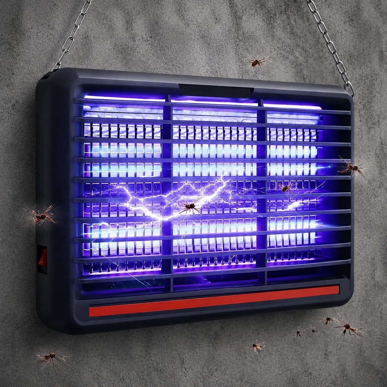 Electric Mosquito Killer Lamp, Indoor UV Insect Killer Machine with Dual UV Tubes, High Power Bug Zapper, Fly & Mosquito Trap for Home, Bedroom, Kitchen, Office (Grey-Black)-picture-11