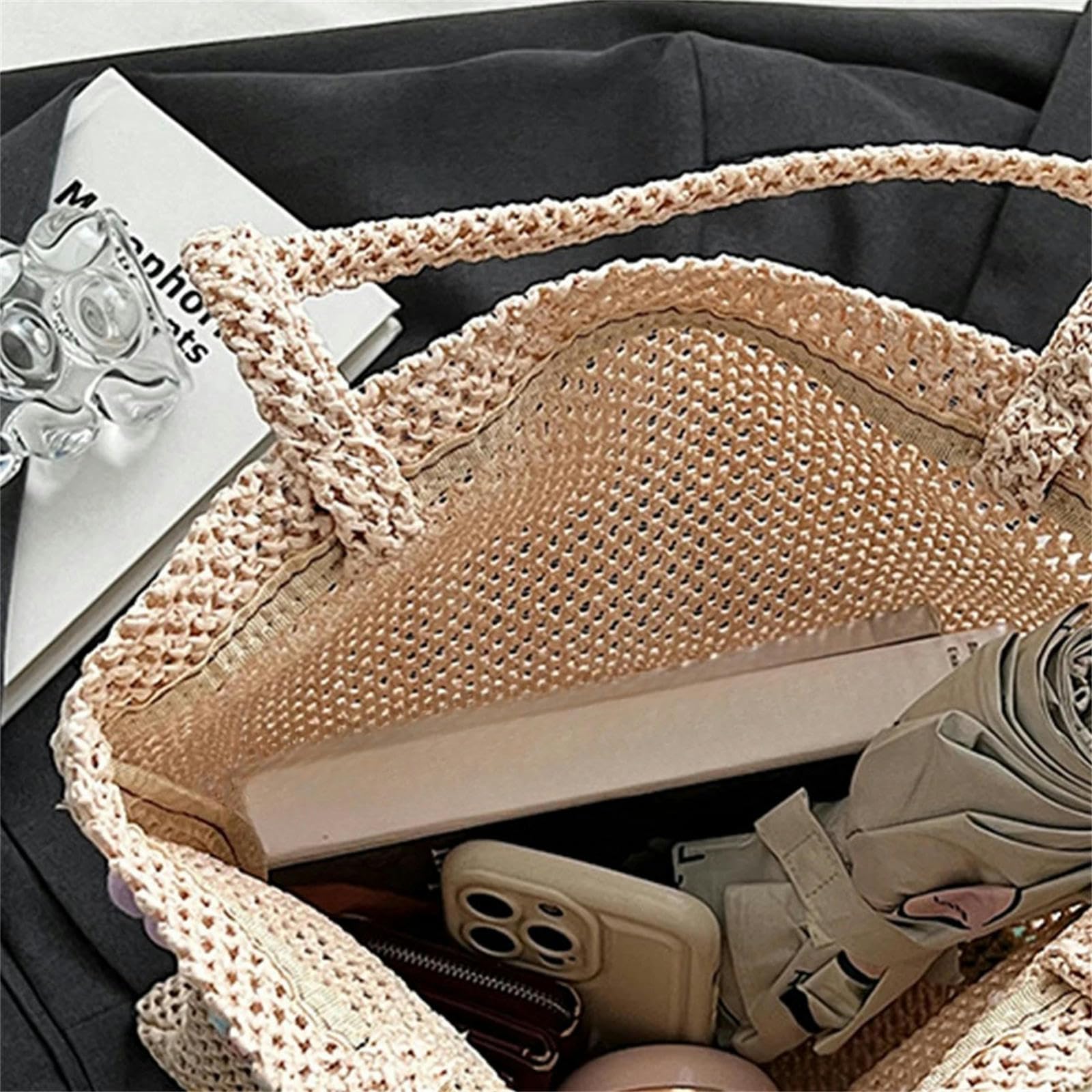Strohtasche Süße Blumenhandtasche Für Frauen Tasche Tasche Sommer Beach Shopping Top Griff Tasche Geldtasche Handtasche-beige