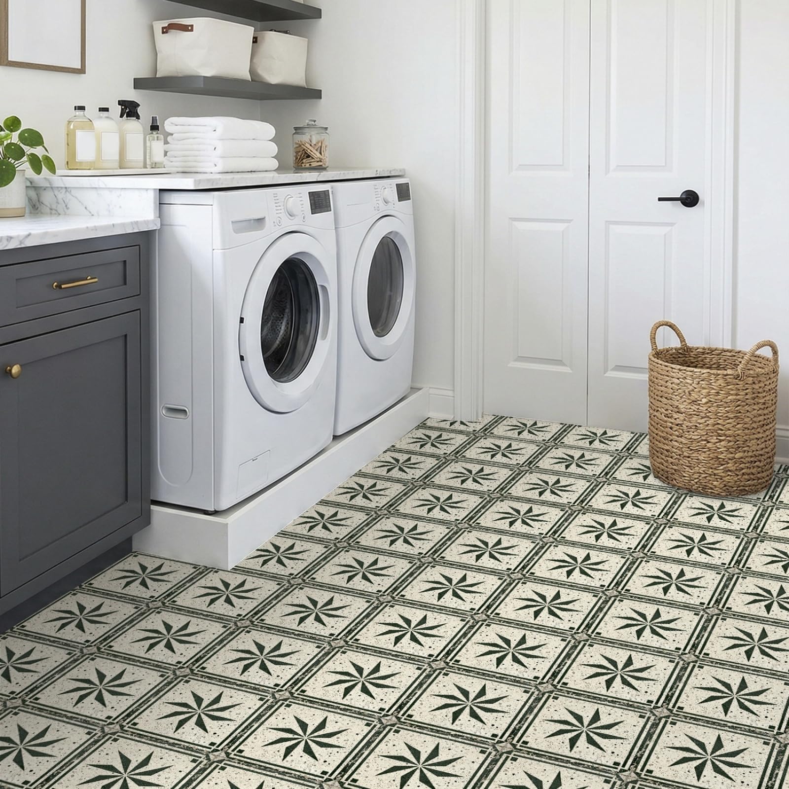 Naklejki na płytki czarne zielone geometryczne naklejki na płytki kuchenne wodoodporne naklejki winylowe samoprzylepne łazienka backsplash dekoracyjne pokrowce 30 x 30 cm/10 szt