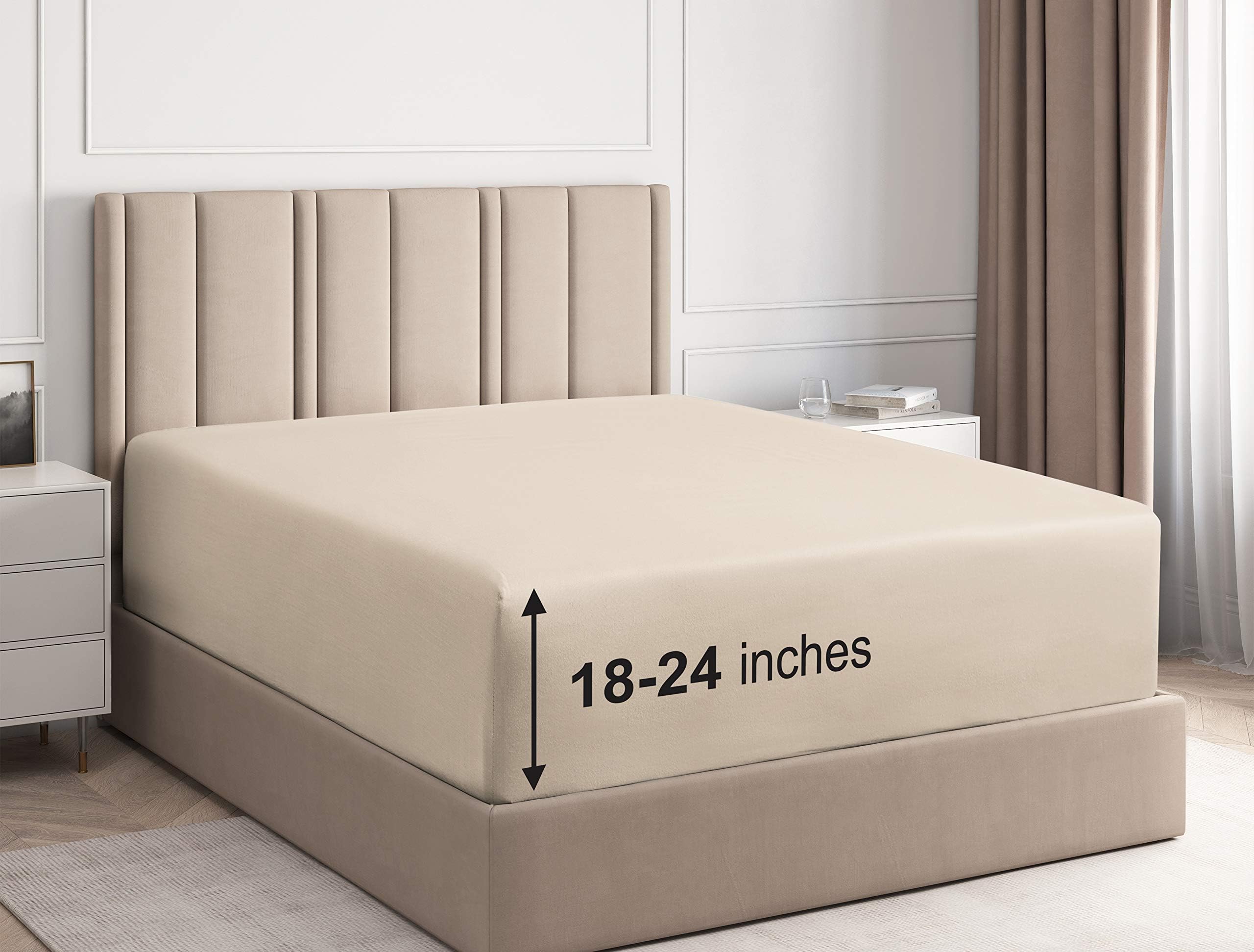 400 Thread Count Cotton - Extra Deep Pocket Fitted Sheet - King Size Fitted Sheet - Cotton Sheets King - Extra Deep Pocket Sheet King - Crisp Cotton - Fits Mattress Perfectly - Deep Pocket Sheet