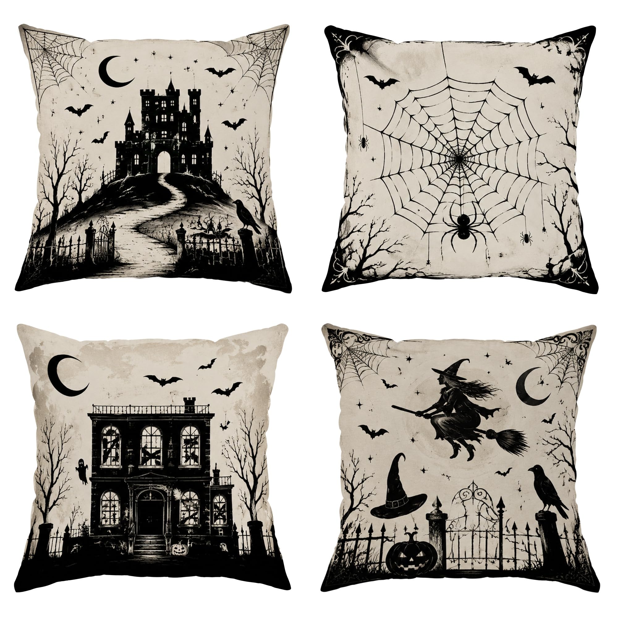 Housse de coussin Halloween en velours pour déco de salon cocooning