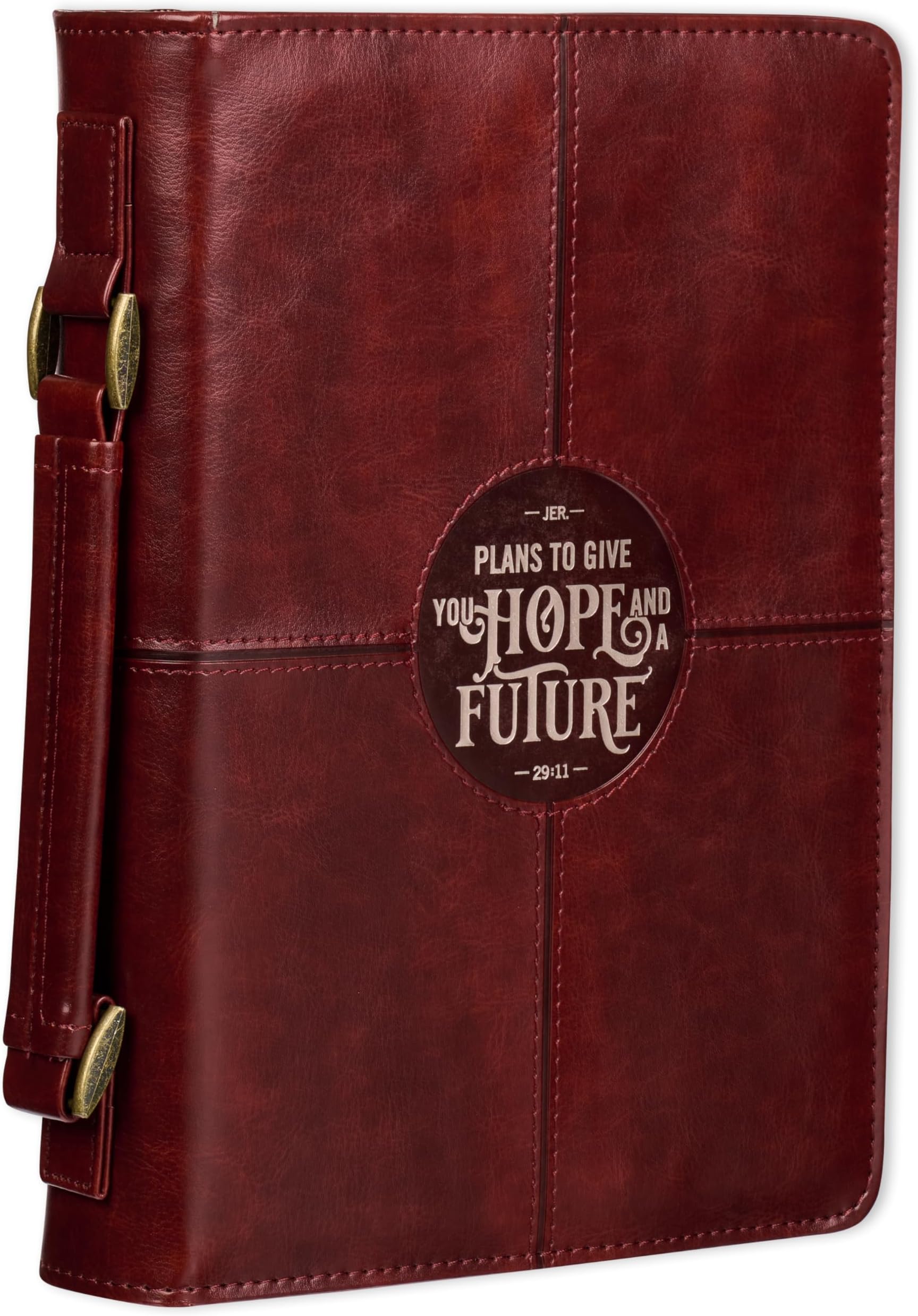 Christian Art Gifts Burgundy Bible Cover for Men, Hope and a Future - Jeremiah 29:11, Medium