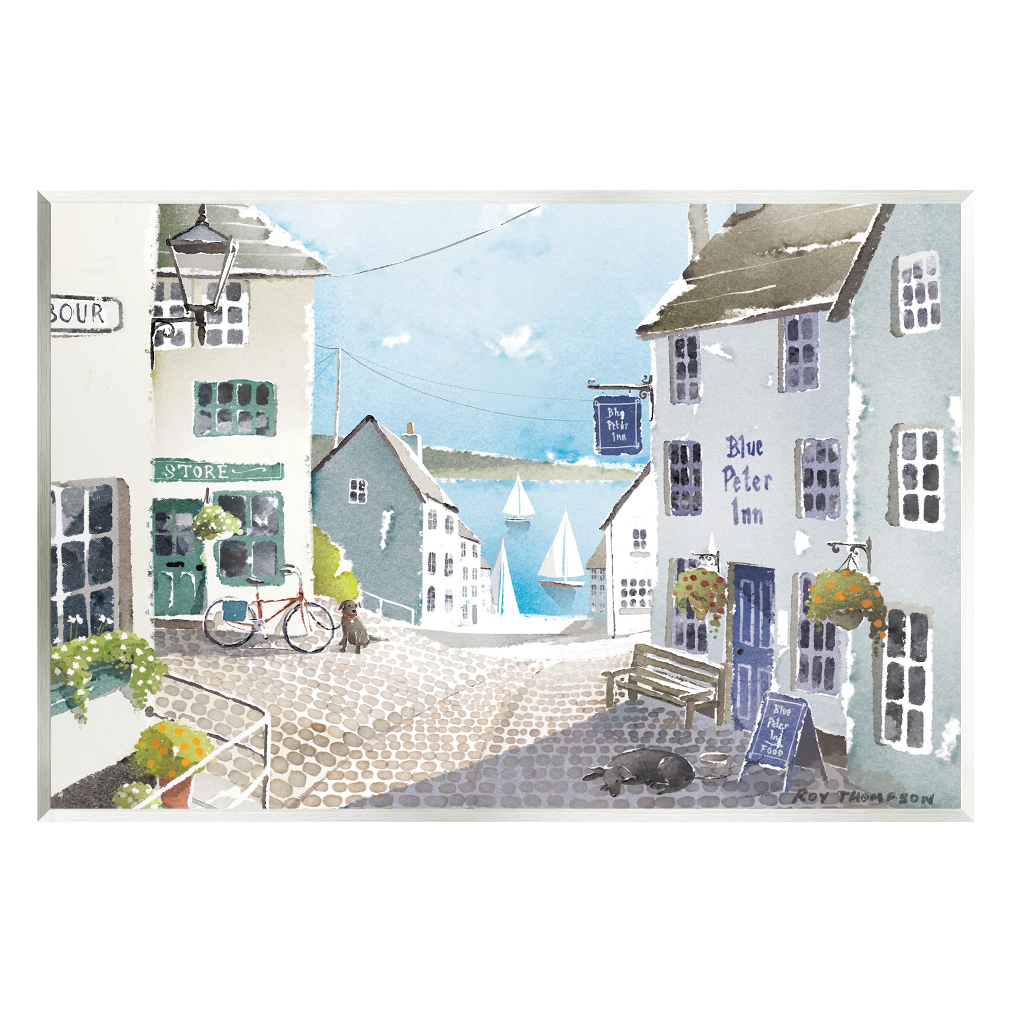 Stupell Industries Coastal Town Seaport Sailboats Wall Plaque Art, Design by Roy Thompson, 19 x 13