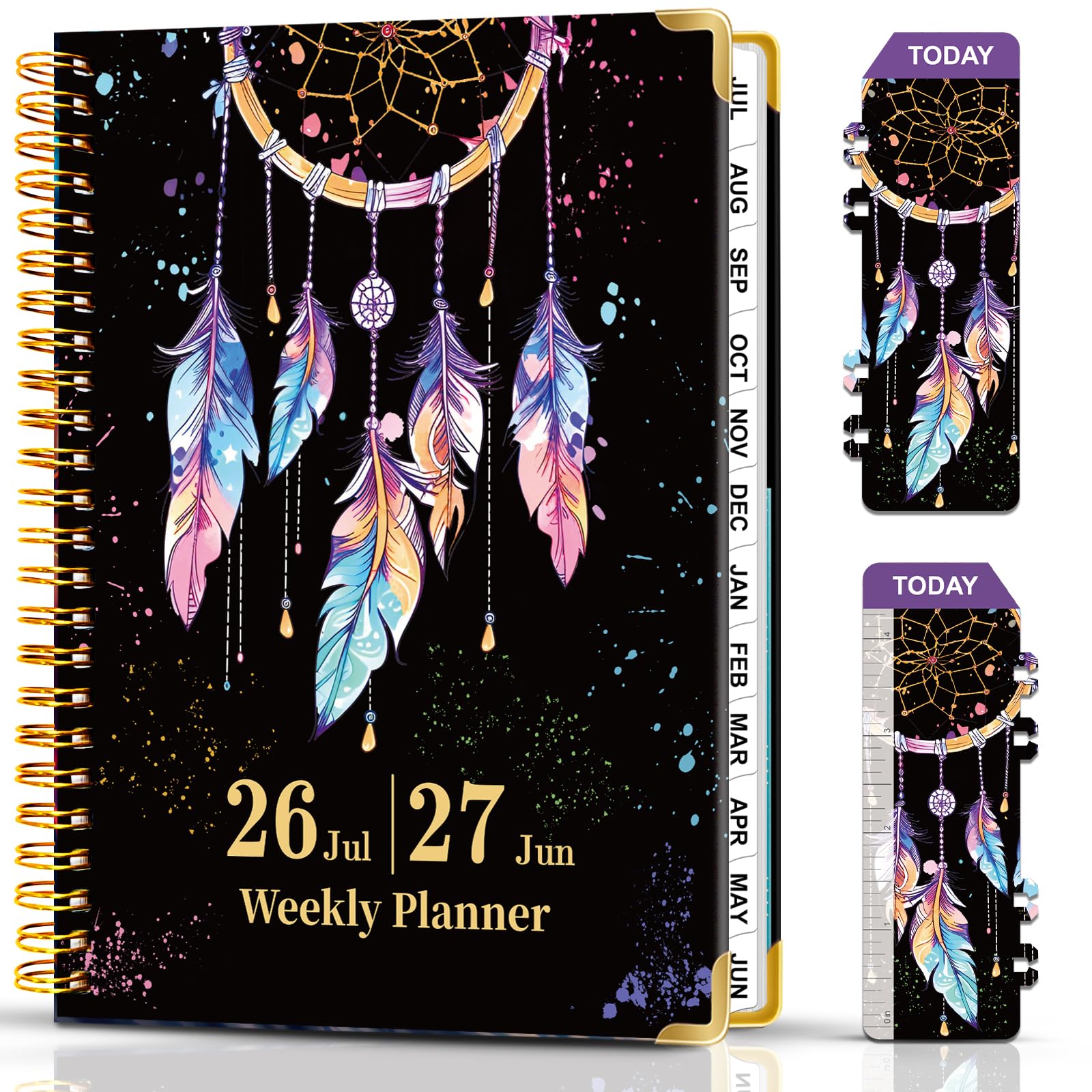 Monthly & Weekly Planner A5 from Jul 2026 - Jun 2027, Daily Planner with Spiral Bound for School Office, 21.5 x 16 cm A5 Weekly Academic Diary with Pretty Bookmark โ image 1