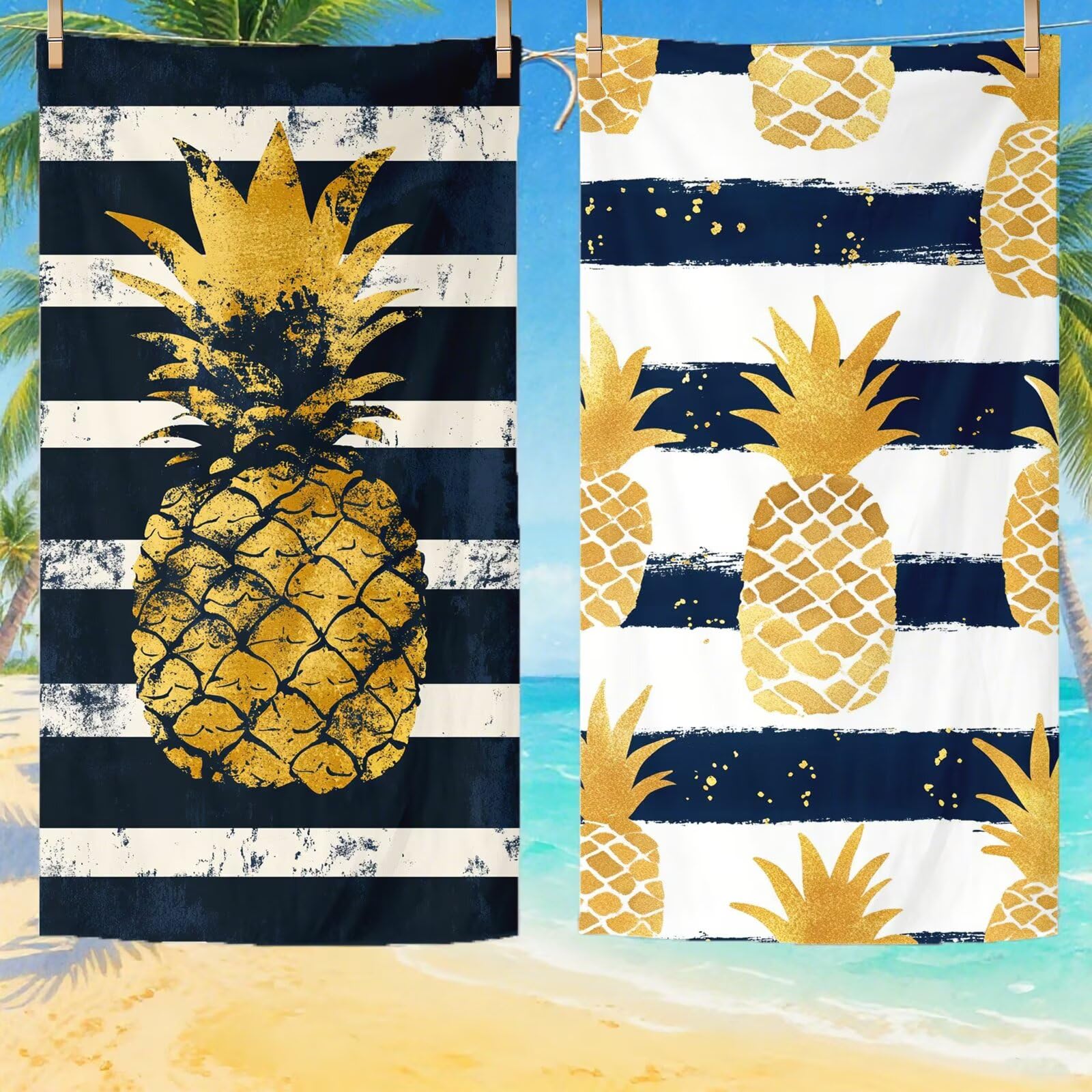 Toallas de Playa Microfibra Raya Toalla Playa Grande 180x90 cm Mujer Hombre Secado Rápido Absorbente Toallas Gimnasio Suave Sin Arena Ligera Toalla Microfibra para Playas Piscina Viajes Camping Q-621