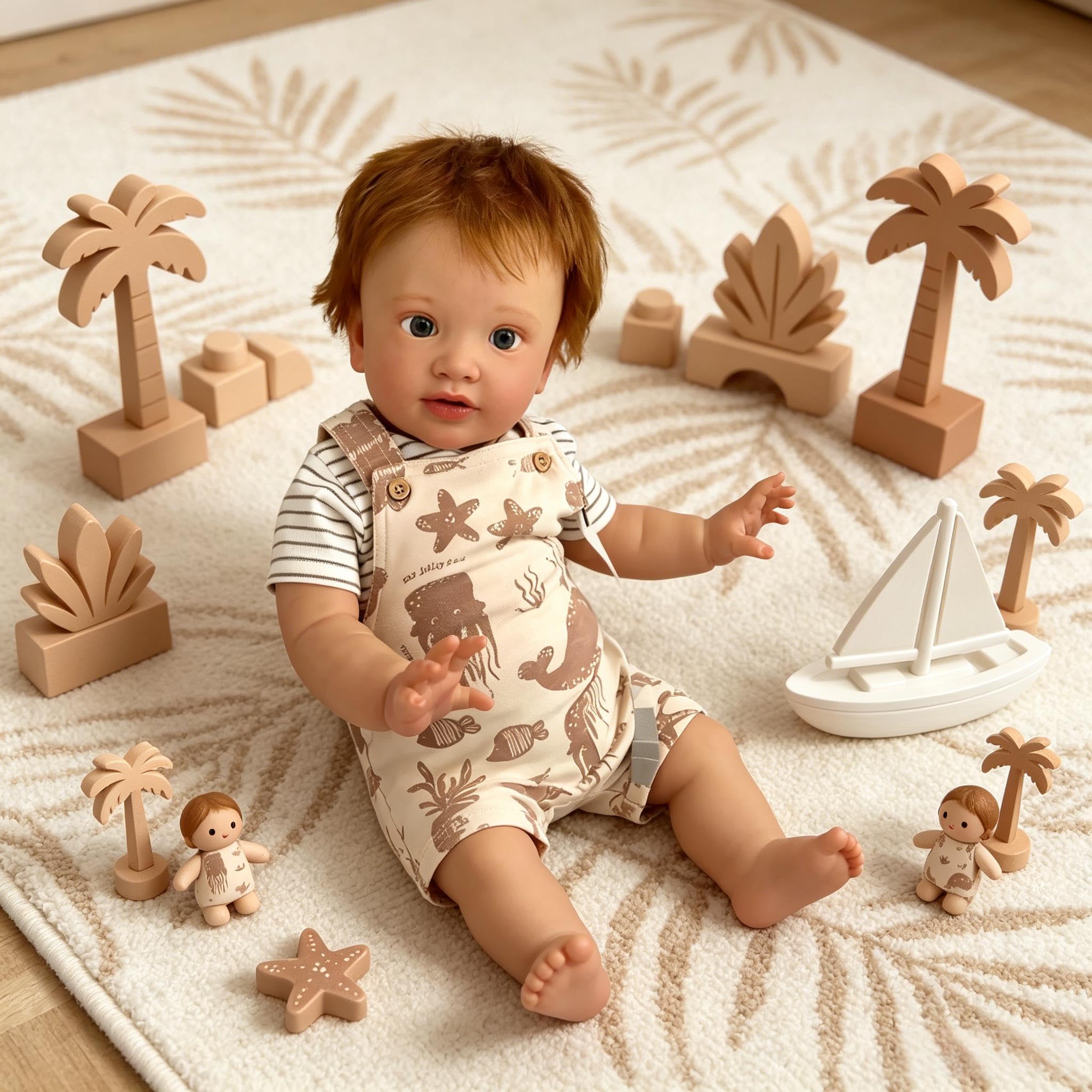 Reborn Kleinkind-Puppen Jungen, 66 cm, Realistische Reborn-Babypuppe, Weicher Stoffkörper, echt aussehende Babypuppe Braunes Haar Lebensechte Kleinkindpuppe Geschenke für Kinder