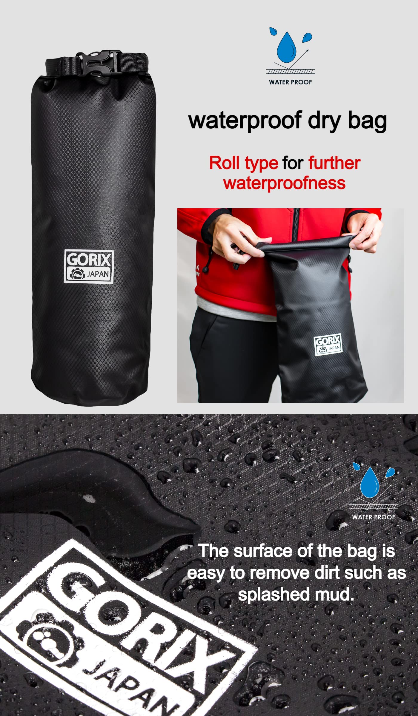 GORIX Bicicleta De múltiples Fines Jaula + Impermeable Bolsa Colocar Portabotellas Tenedor Frontal Grande Jaula (GORICAGE)