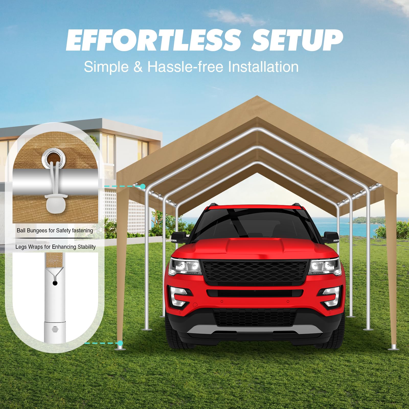 Carport Canopy Cover - Waterproof & UV Protection -6
