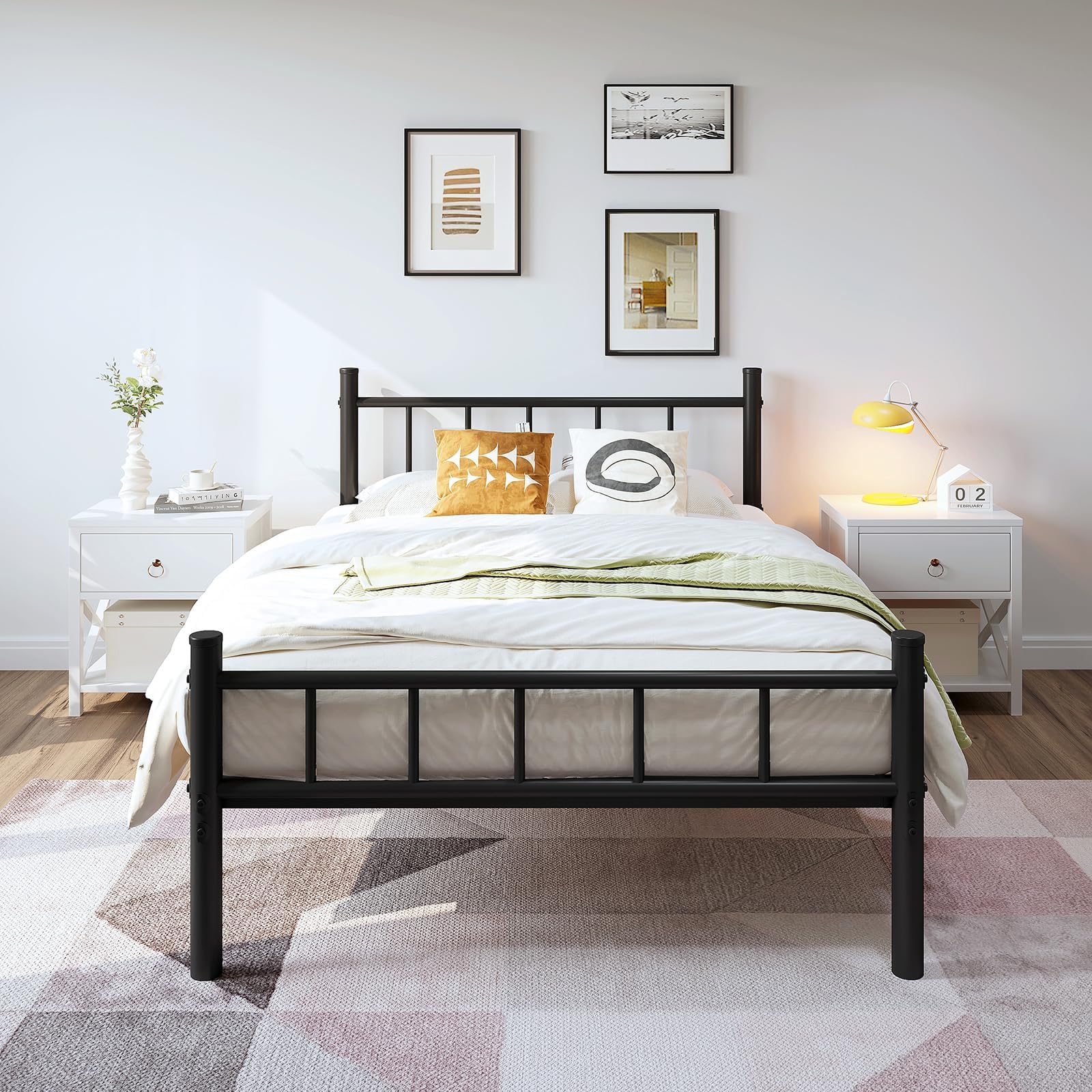 Amazon.com: zizin Twin Size Metal Bed Frame with Headboard