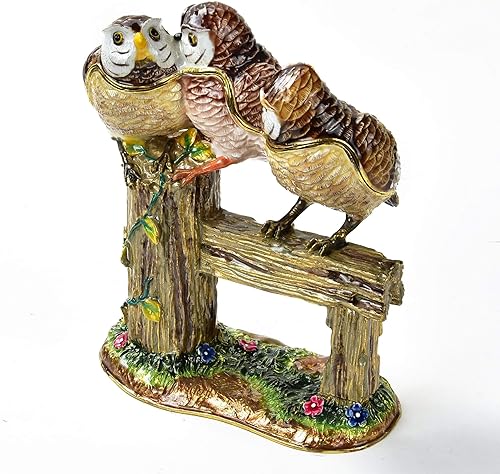 Miniatura 3 de KALIFANO Joyero decorativo para mujer con cristales Swarovski y piedras preciosas con forma de pájaros, hecho para almacenamiento y organización,