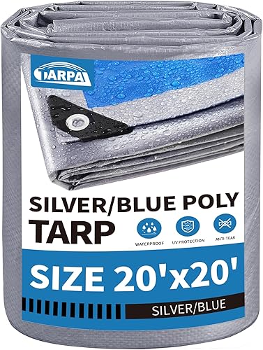 Miniatura 31 de TARPAL Lona blanca impermeable de 8'x10' de 7.5 mil de servicio mediano multiusos, cubierta de lona de polietileno impermeable, a prueba de nieve,