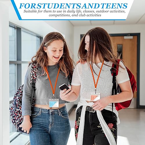 Vista 20 de Paquete de 50 cordones negros a granel para portatarjetas de identificación, plano duradero con gancho giratorio y clip para insignia