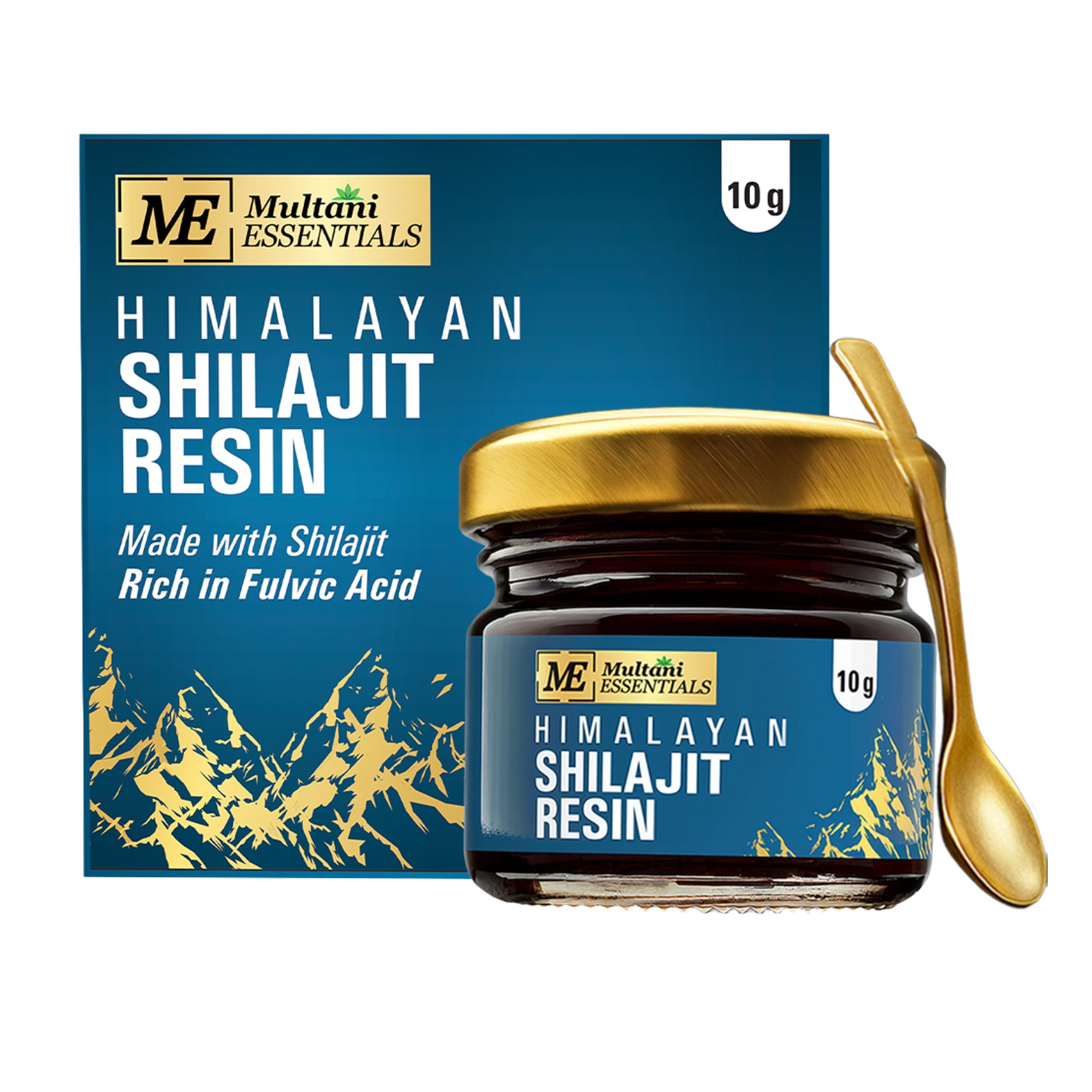 Multani Essentials Himalayan Shilajit Resin 10g with Ashwagandha, Gokhru, Haldi, Safed Musli | Stamina, Energy, and Power | Supports Rejuvenation | More Than 70% Fulvic Acid | 10 gm