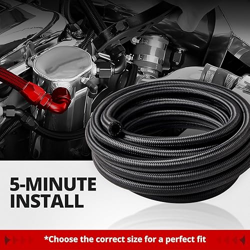 Miniatura 35 de EVIL ENERGY 6AN Fuel Line, AN6 Manguera de combustible trenzada de nailon CPE 16 pies, color negro Negro,Plateado,https:/ www.Yaxa/dp/undefined