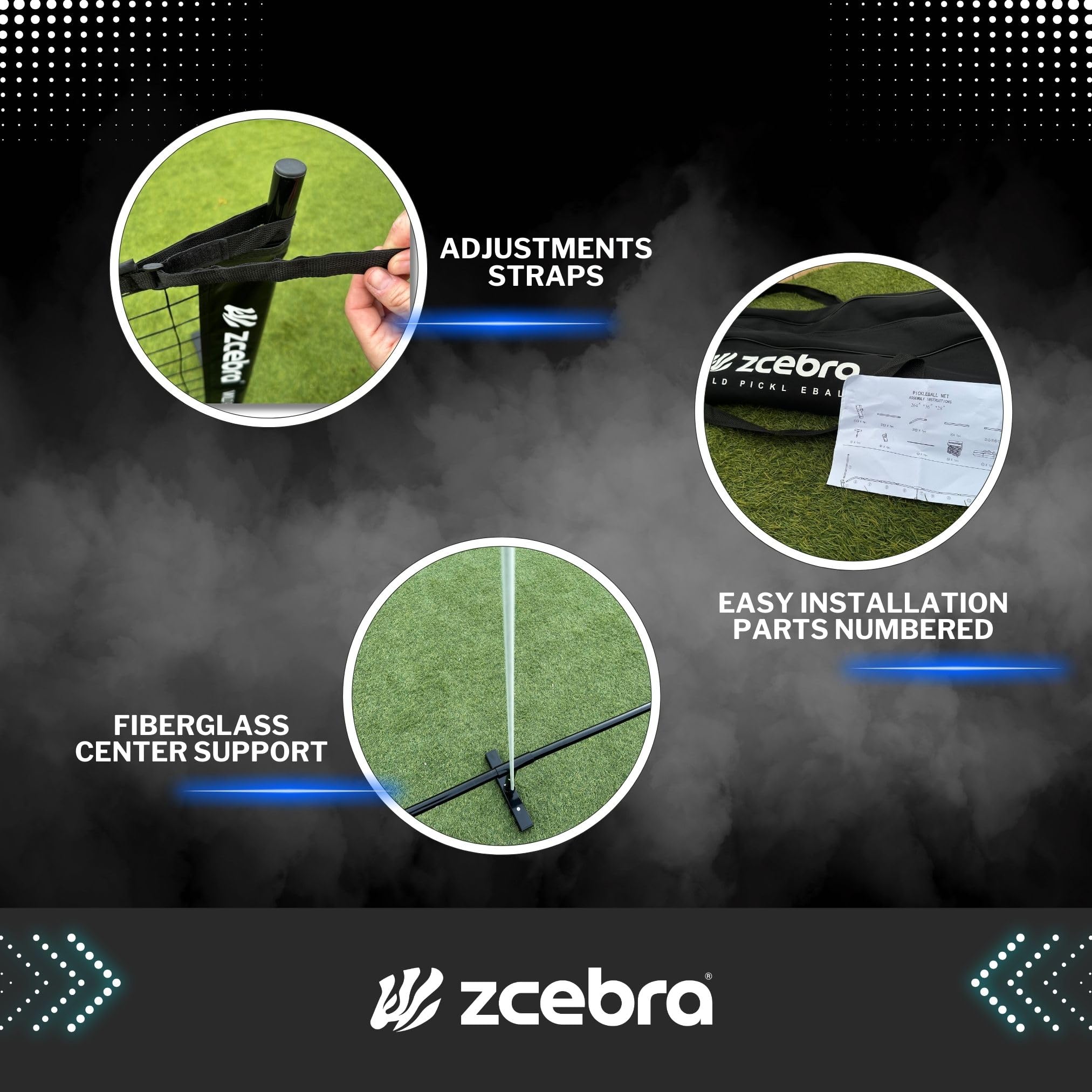 Rete Pickleball – Portatile da esterno Dimensioni ufficiali per competizione – Borsa da trasporto – Leggera e robusta struttura in acciaio inox impermeabile