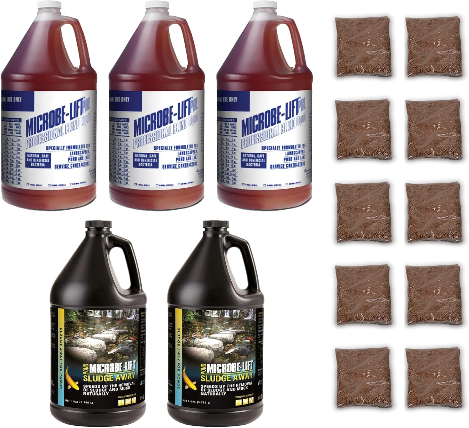 MICROBE-LIFT Clean Pond Kit, Cleans up to 1/4 Acre, Includes Professional Blend Water Clarifier Treatment, and Sludge-Away Sludge Remover to Maintain a Healthy Ecosystem, Start Up Kit