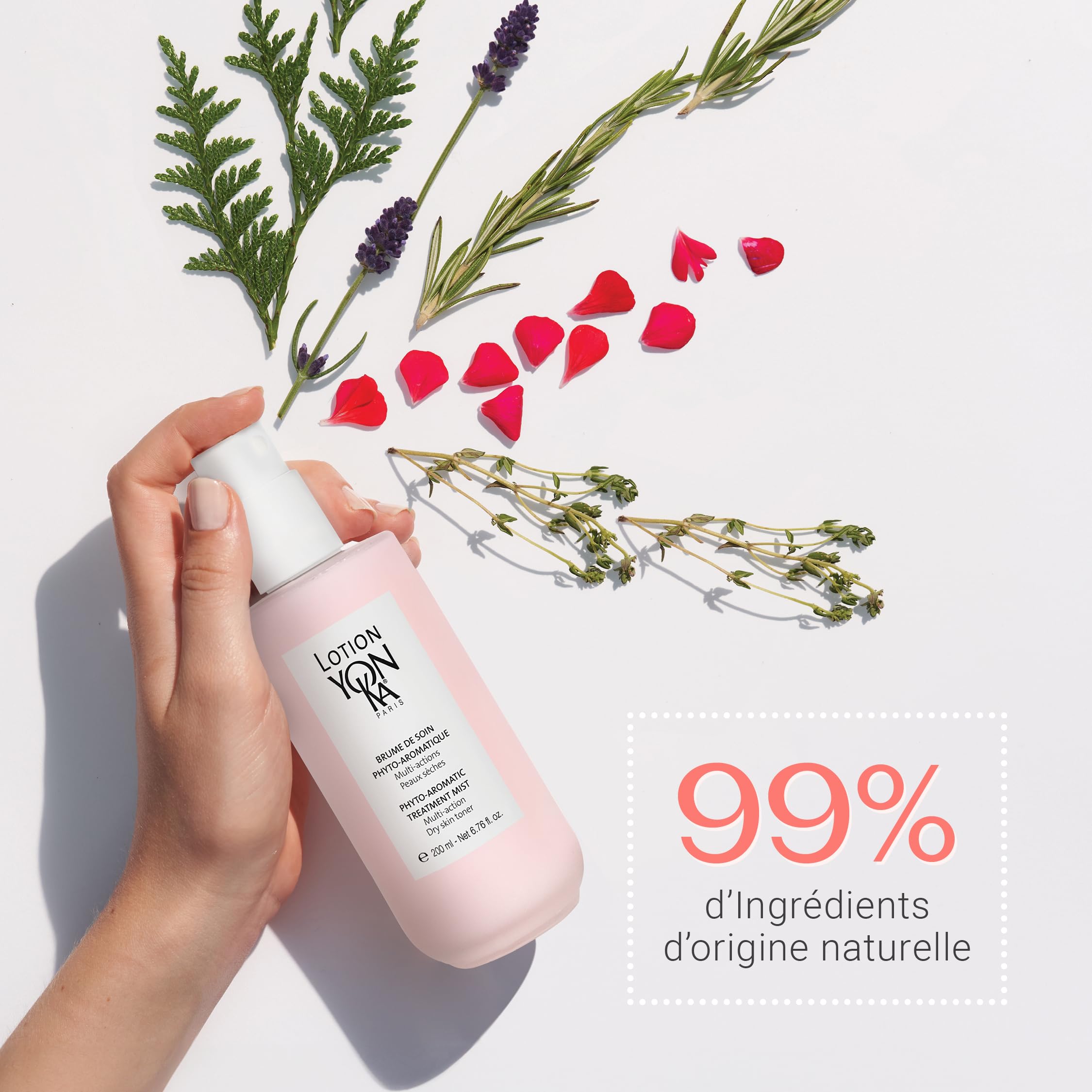 Lotion Tonique Yonka pour Peaux Sèches 200ml - Brume Vivifiante Sans Alcool - Hydrate, Purifie, Apaise et Rééquilibre - Aux 5 Huiles Essentielles - Spray Vaporisateur