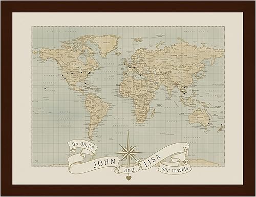 Miniatura 2 de Wendy Gold Studios Personalized Wedding Anniversary World Push Pin Travel Map