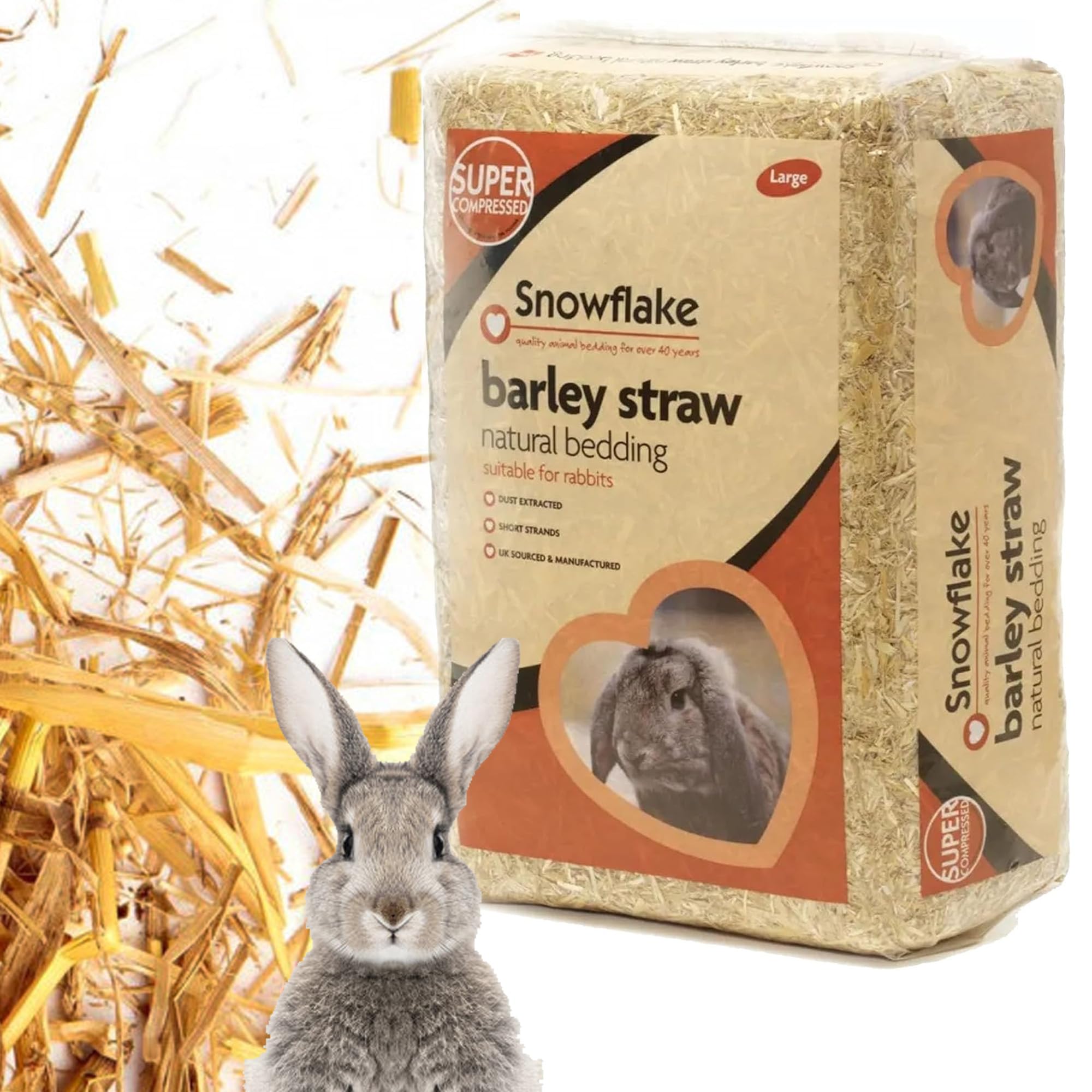 STAR SUPPLIES Super Compressed Natural Soft Flake Barley Straw For Animal & Pet Bedding (3 Bags, 3kg)