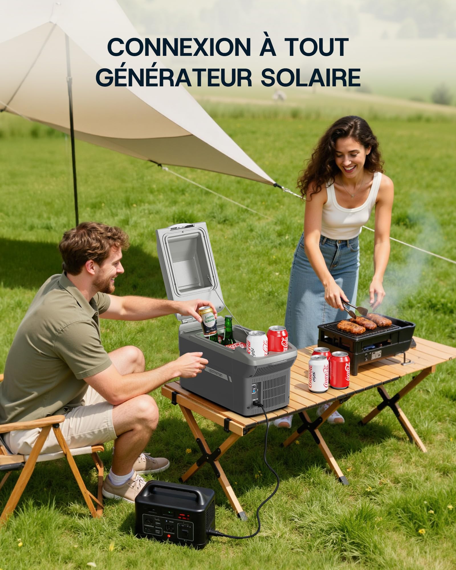 Upstreman Compacte 9L Boîte Glacière électrique Portable, Mini Réfrigérateur Refroidit & Chauffeur, 3kg avec Sangle et Fonctionnement 12V, Pour Voyages, Camping & Bureau, Gris-AR09
