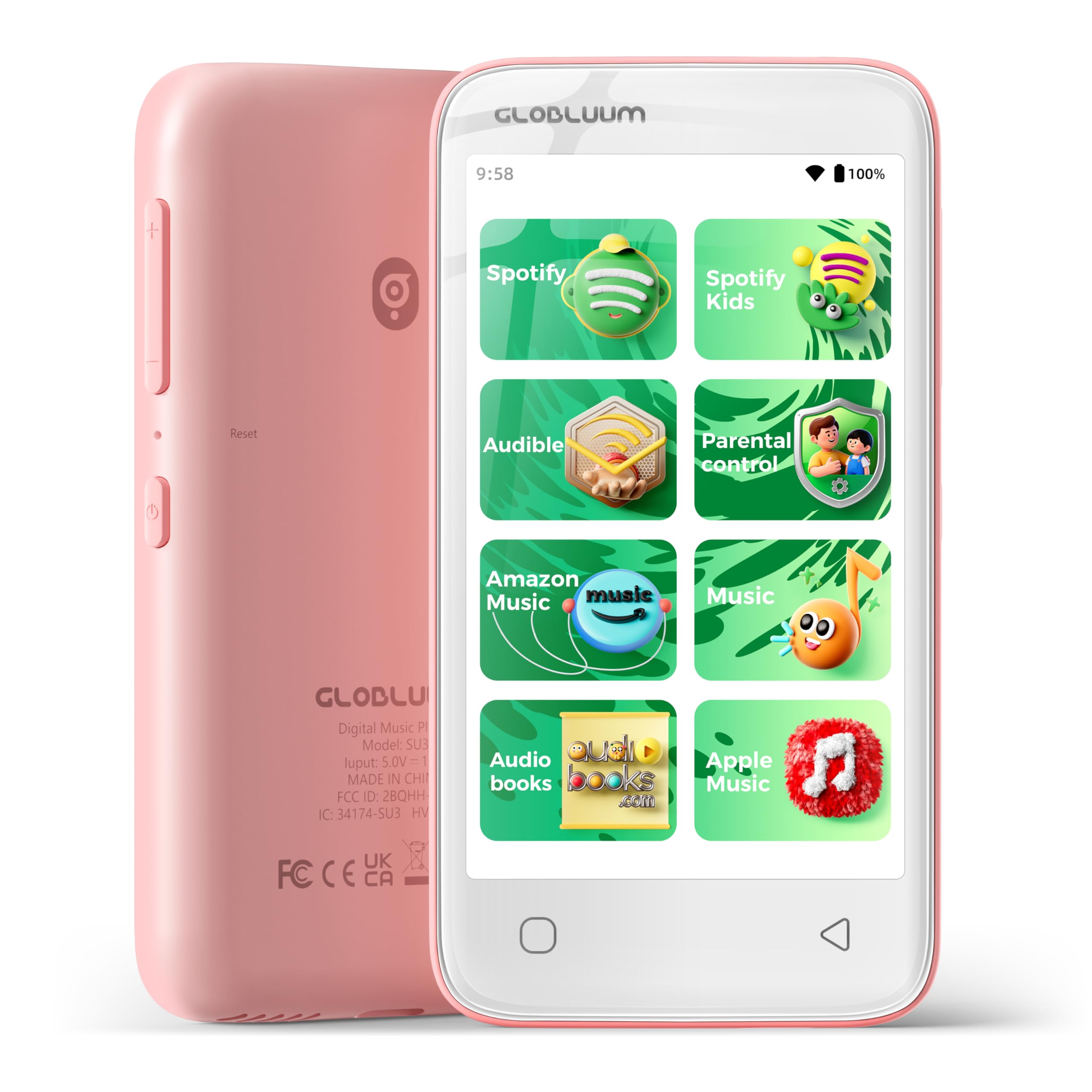 Reproductor MP3 Infantil De 80 GB Con Control Parental, Spotify Kids, Audible Y Más – Pantalla Táctil Y Android 14