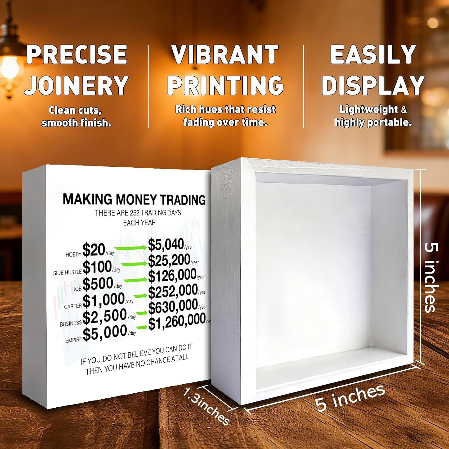 Stock Market Decor, Motivational Making Money Trading Wooden Box Sign image 2