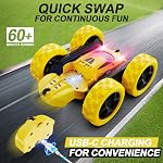 QUNREDA RC Jouets de voiture pour les garçons de 6-12 ans, hors route RC Voiture stupide 4WD 360° Rotation voiture de télécommande pour les enfants, garçons filles Cadeaux pour anniversaire, jaune de Noël