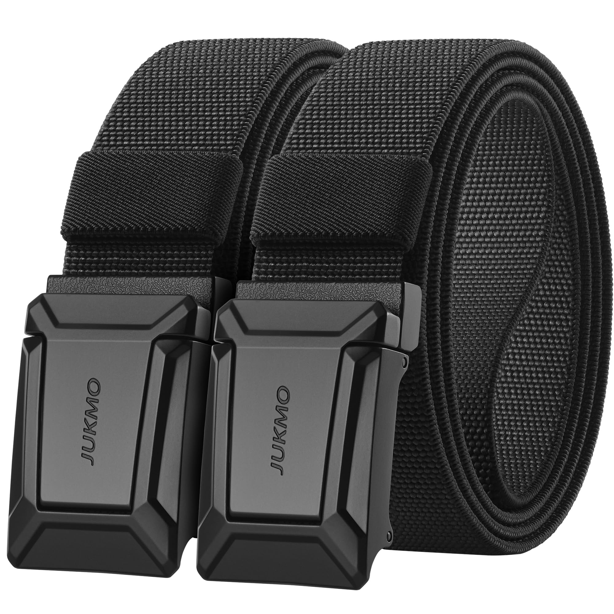 JUKMO Stretch Tactical Belt for Men,2 Pack Military Work Rigger Hiking 1.5" Elastic Nylon Web Quick Release Belt in Gift Box