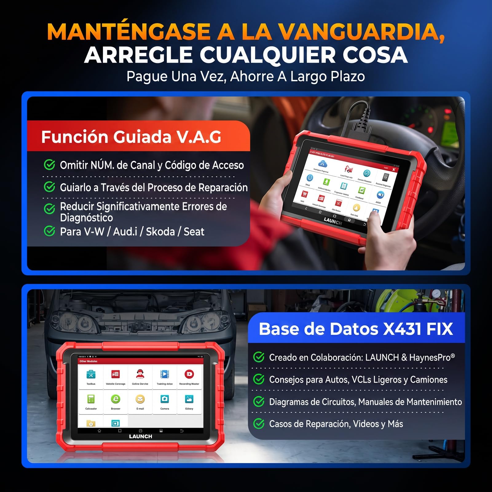 Launch X431 Pros Elite OBD2 Diagnosis Coche Multimarca, Bi-direccional Sistema Completo Scan Tool, Codificación ECU, 45+ Funciones, CANFD&DOIP, FCA Autoauth, 2 Años de Actualización