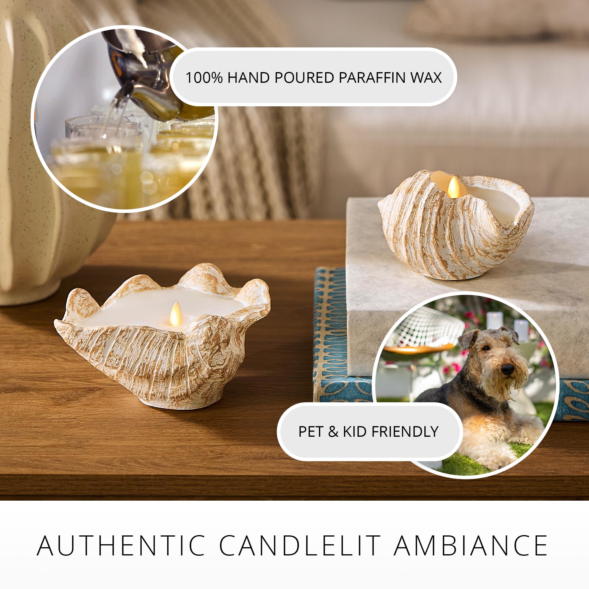 Luminara - Bianco senza fiamma candela Clamshell - 18,8 cm x 9,7 cm