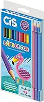 Lápis de Cor CIS, Caixa com 12 cores + 3 Lápis de Cor Tons Pastel, Multicolorido, 44.8004