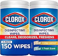 Clorox Disinfecting Wipes Variety Pack, Crisp Lemon & Fresh Scent, 75 Ct Each Pack of 2 - Kills 99.9% Germs on 100+ Surfaces