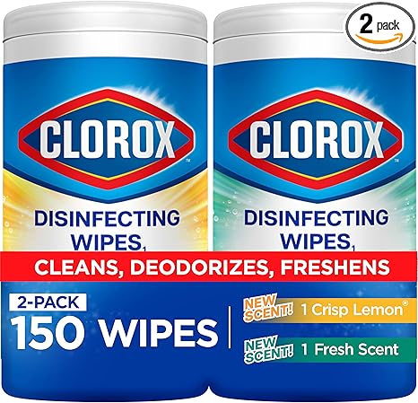 Clorox Disinfecting Cleaning Wipes Variety Pack, 75 Count Each, Pack of 2 (Package May Vary)